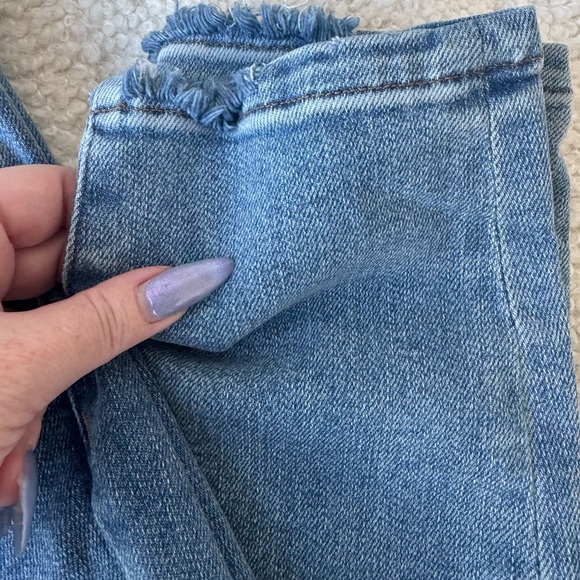 Express Medium Wash Distressed High Rise Skinny Jeans Size 14 Short - Picture 2 of 7